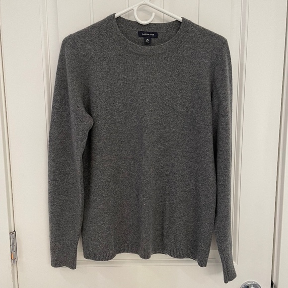 Lands’ End Heather Gray Cashmere Crewneck Sweater Size M - Picture 1 of 9